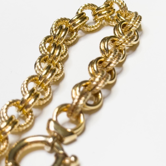 Sterling Silver Gold Tone Round Rope Smooth 9.6mm Wide Link Bracelet 9.25" - Picture 3 of 7